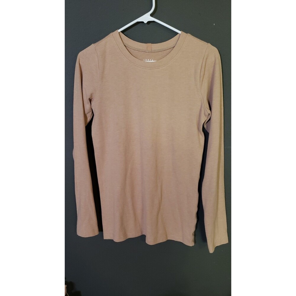 Lunya Women's Size Medium Good In Bed Long Sleeve Pajama Top Terracotta Brown